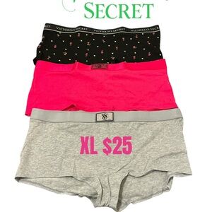 Victoria's Secret Black, Pink, and Gray Panty Trio